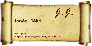 Jónás Jákó névjegykártya